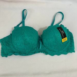 FAYLINA WOMEN LACE PUSH UP UNDERWIRE BRA TEAL SIZE 36C